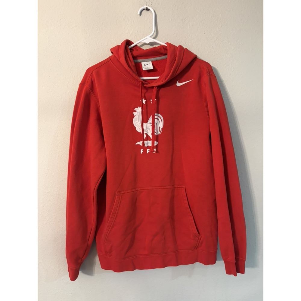 Men's Large‎ France National Team Nike Club Primary Pullover Hoodie Red